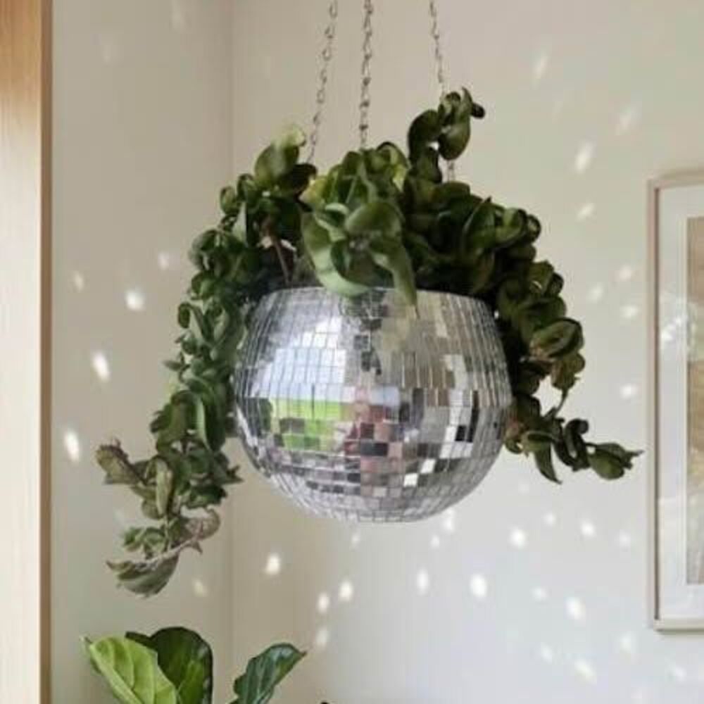 Disco Ball Planter, Self Watering 6in Pot
